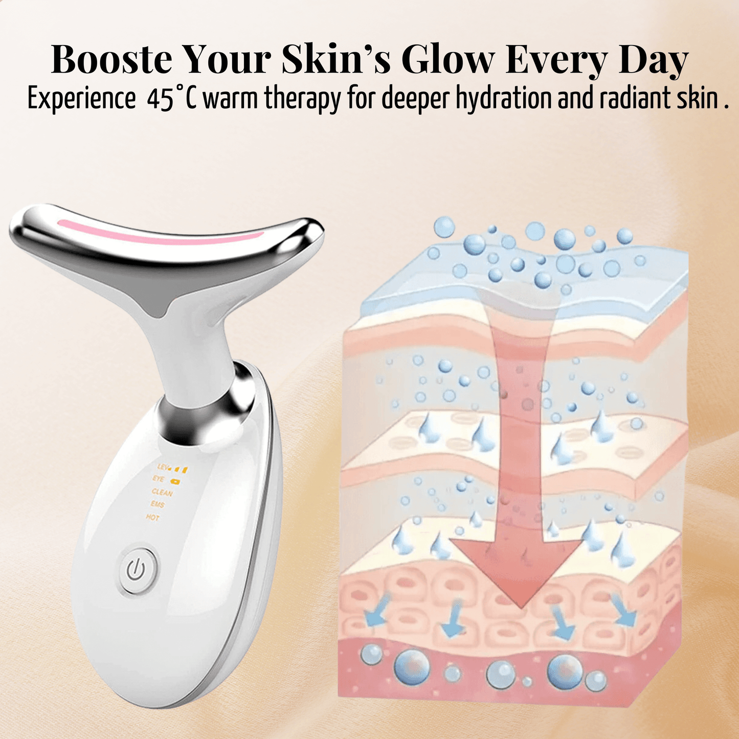 LED light therapy facial massager – Enhances hydration and skincare absorption with 7-color LED technology. A deep treatment for radiant and revitalized skin.
