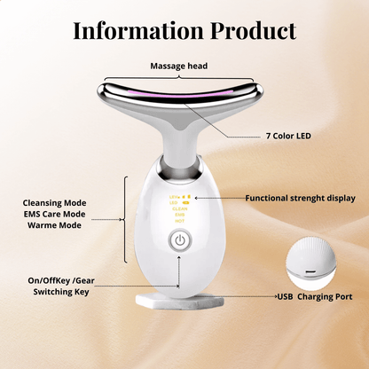 Ergonomic facial massager – Practical design with a curved massage head and multiple modes for an effective and comfortable skincare routine.