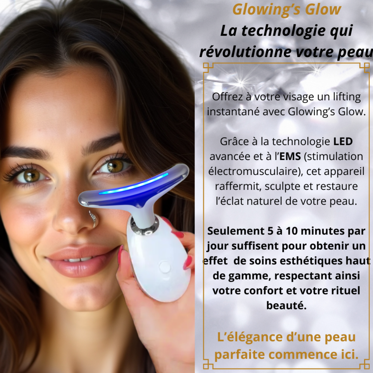 Masajeador facial LED 7 en 1 GLOWING'S GLOW - Visualiza y expresa tu resplandor interior
